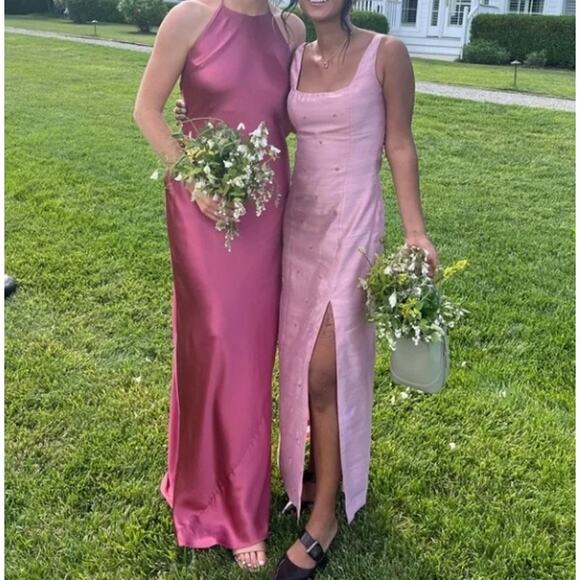 Reformation Jeany Silk Dress Strawberry Wine Size L - Picture 4 of 9